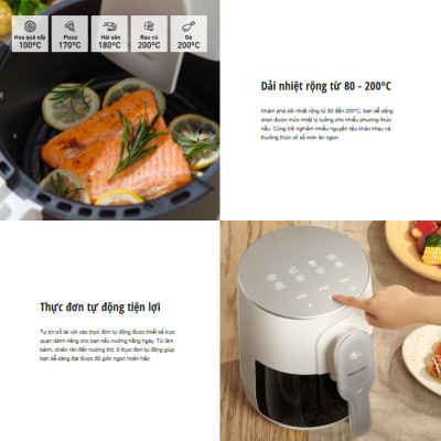 [ Hàng Chính Hãng ] Nồi chiên không dầu nhỏ gọn 4 Lít NF-CC150WRA  360º độ - BH 12 tháng