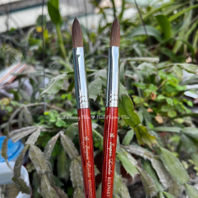 Cọ Đắp Bột Nail Super Linda Kolinsky England Cao Cấp Lông Chồn Mượt, Cán Gỗ Tự Nhiên Số 14 Số 16 Chuyên Làm Nail Sang Trọng