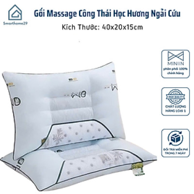 Gối Massage Công Thái Học Thảo Dược Ngải Cứu Giảm Đau Mỏi, Thiết Kế Đa Năng - HÀNG CHÍNH HÃNG MINIIN