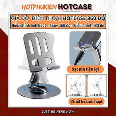 Giá đỡ điện thoại hợp kim Xoay 360° HOTCASE ALU Điều Chỉnh Độ Cao và Góc Xoay Tùy Ý cho iPhone 16 15 14 13 12 11 A55 A35 Huawei Oppo Xiaomi - Hàng nhập khẩu