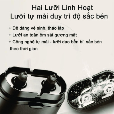 Máy Cạo Râu Mini 2 Lưỡi Cạo Nổi - (Tặng kèm 2 lưỡi cạo thay thế ) Máy Cạo Râu Đa Năng Đầu Cạo Chống Nước, cạo sạch chân râu, dung lượng pin lớn Hàng chính hãng