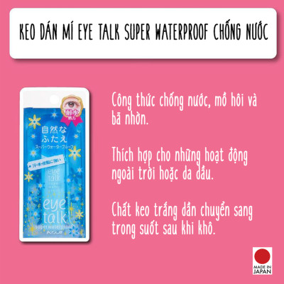 Keo Dán Kích 2 Mí Nhật Bản Koji EyeTalk Super Water Proof, Siêu Chống Nước, Mồ hôi Và Bã Nhờn, Khi Khô Trong Suốt, Dưỡng Ẩm, Chống Lão Hóa, Nhanh Khô
