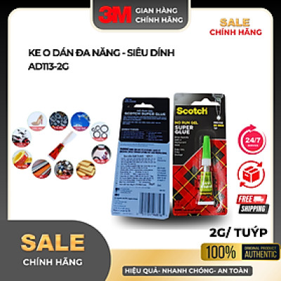 Bộ 4 chai keo dán đa năng siêu dính nhanh khô - loại no run gel (không chảy) dạng sệt 3M Scotch Super Glue AD113 2g