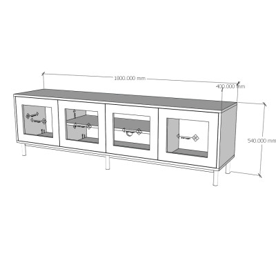 [Happy Home Furniture] ROTAN, Kệ TV 4 cánh mở , 180cm x 40cm x 54cm ( DxRxC), KTV_035