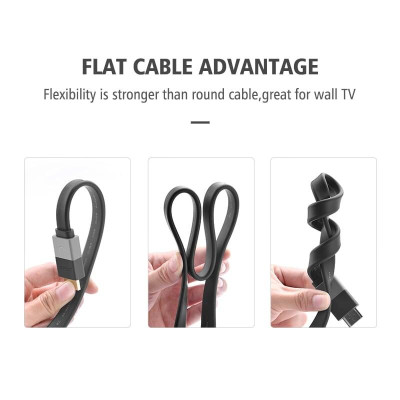 Ugreen UG30108HD120TK 1M màu Đen Cáp tín hiệu HDMI vỏ nhựa PVC cao cấp cáp dẹt - HÀNG CHÍNH HÃNG