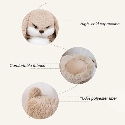 Thú nhồi bông thỏ mặt quạo - Size 25cm đến 65cm - Quà tặng gấu bông thỏ giận dữ đáng yêu - Gối ôm mềm mịn cho bé