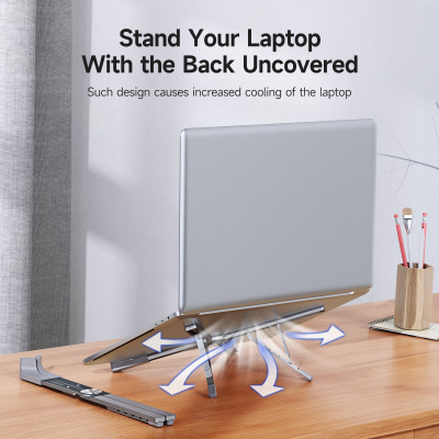 Giá Đỡ nhôm nguyên khối dành cho Laptop, Macbook, iPad Dux Ducis X-Shape Folding điều chỉnh độ cao, tản nhiệt_ Hàng chính hãng