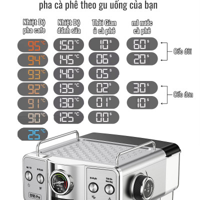Máy pha cà phê espresso CF05 PRO chuyên nghiệp toàn diện DIY, giảm áp tự động an toàn nâng cấp, Hàng Chính Hãng