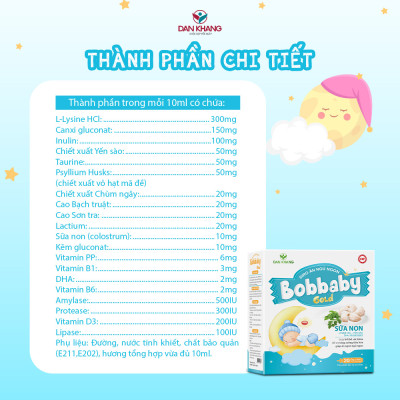 Siro ăn ngủ ngon cho bé BobBaby Dân Khang cải thiện chứng biếng ăn giúp bé ăn ngon ngủ sâu giấc hộp 20 ống x 10ml