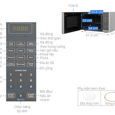 Lò vi sóng kết hợp nướng độc lập 36lít KAFF KF-EM036ALMW - Hàng chính hãng