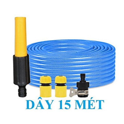 ️ Bộ dây vòi xịt nước rửa xe, tưới cây , tăng áp 3 lần, loại 15m 206622-5 cút sập,nối đen+ mở chai
