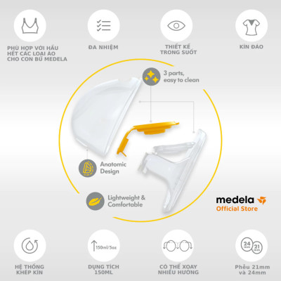 Medela Cúp hút sữa rảnh tay Hands-free (2 chiếc - không bao gồm động cơ) | Phụ kiện máy hút sữa