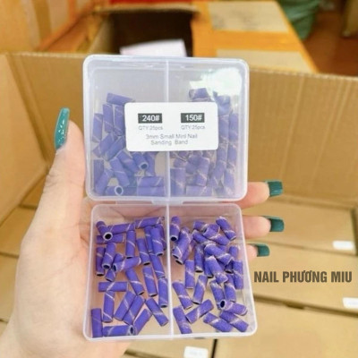Hộp 50 Đầu Mài Nhám Tím Mini 150/240 Loại Sần Và Mịn Cao Cấp Làm Nail, Làm Nhám Bề Mặt Móng, Để Tăng Độ Bền Của Bộ Móng Nail Phương Miu