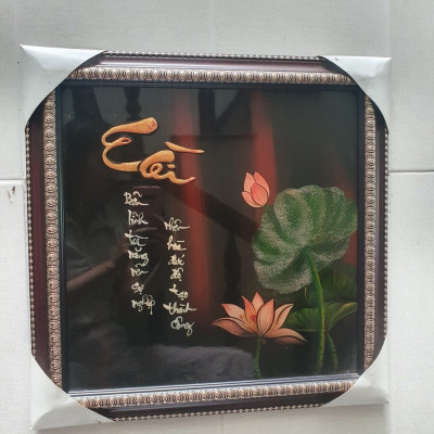 [ Sale Mạnh] Tranh sơn mài chữ ,thơ kèm họa tiết 40x40 cm ý nghĩa thích hợp làm quà tặng, trang trí,...