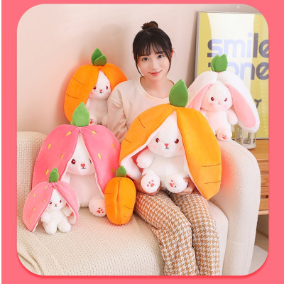 Gấu bông thỏ cà rốt 2 in 1, thú nhồi bông dâu cosplay cao cấp