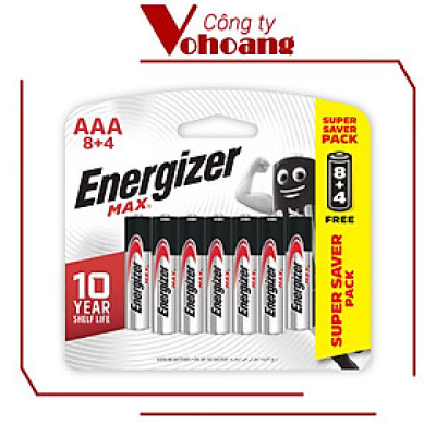 Pin Max 8 + 4 Viên Energizer E92 BP8+4 AAA - Hàng Chính Hãng Model 2020