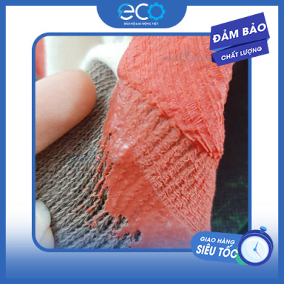 Găng tay sợi phủ cao su một mặt mỏng 60g màu đỏ  chống trơn trượt, bám tốt, bền bỉ, giá rẻ