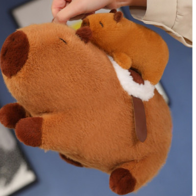 Thú nhồi bông capybara mẹ cõng con đáng yêu - Size từ 30cm đến 50cm - Móc khoá gấu bông Capybara.