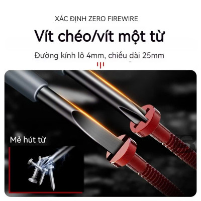 Bút thử điện cảm ứng không tiếp xúc, kiểm tra dây đứt ngầm, kiểm tra pha, đo thông mạch, Vít 2 Cạnh và 4 Cạnh
