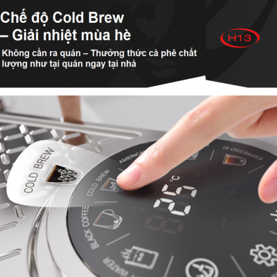 Máy pha cà phê Cappuccino, Ristretto, Espresso, Latte chuyên nghiệp thương hiệu Mỹ cao cấp HiBREW H13 - Hàng nhập khẩu
