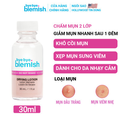 Chấm Mụn Giảm Mụn Nhanh Sau 1 Đêm Dành Cho Mụn Trắng, Sưng Đỏ Bye Bye Blemish Original Drying Lotion 30ml