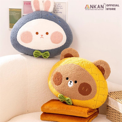 Mền Văn Phòng 3 Trong 1 Gấu Orange Cao Cấp Để Đi Dã Ngoại, Xe Giường Nằm, Ngủ Tại Văn Phòng Vô Cùng Tiện Dụng