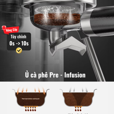 Máy pha cà phê espresso CF05 PRO chuyên nghiệp toàn diện DIY, giảm áp tự động an toàn nâng cấp, Hàng Chính Hãng