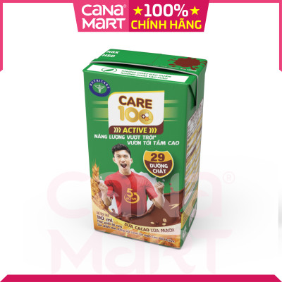 Thùng sữa nước ca cao lúa mạch Nutricare Care 100 Active giúp trẻ phát triển chiều cao (110ml)