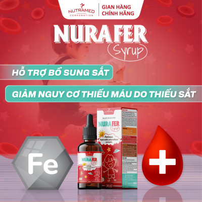 Siro Nurafer hỗ trợ bổ sung sắt giúp giảm nguy cơ thiếu máu do thiếu sắt (30ml) - Nutramed