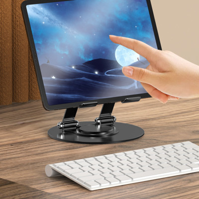 Kệ đỡ giá đỡ đế tản nhiệt cho máy tính bảng hợp kim nhôm gấp gọn xoay 360 độ nhiều nấc độ cao K1 - Hàng chính hãng