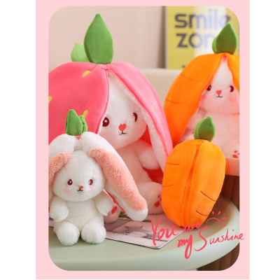 Gấu bông thỏ cà rốt 2 in 1, thú nhồi bông dâu cosplay cao cấp