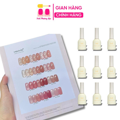 [Chai Lẻ] Sơn Thạch Minayin 12 Màu Tông Hồng Tặng Bảng Màu Cao Cấp Làm Nail, set Sơn Gel Sánh Đặc Mịn Mướt 15ml, Bám Màu Lâu Nữ Sơn Gel Women