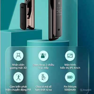 Bộ khóa cửa thông minh khuôn mặt 3D [ Face, vân tay, thẻ từ, mật khẩu và chìa cơ ] Hà Lan cao cấp Philips - DDL709-7HWS