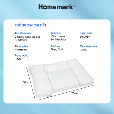 Ruột Gối Kiều Mạch Homemark Cao Cấp - Hỗ Trợ Giấc Ngủ Sâu, Êm Ái, Tự Nhiên, Thoáng Khí - Kích Thước 50x70cm