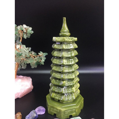 THÁP VĂN XƯƠNG 9 TẦNG ĐÁ LỤC NGỌC TỰ NHIÊN (HÀNG ĐẸP) 19 cm
