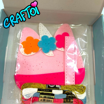 KIM NHỰA Bộ Thủ Công Trẻ Tự Làm Thú Bông 5+ UNICORN BAG Craftoi Felt Sewing toy prepunched holes plastic needle
