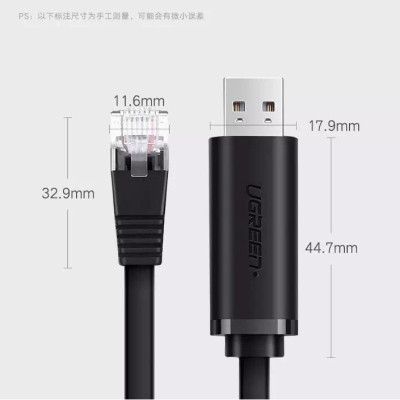 Ugreen UG50773CM204TK 1.5M màu Đen Cáp lập trình Console USB 2.0 sang LAN dương - HÀNG CHÍNH HÃNG