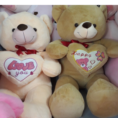 Gấu bông Teddy ôm tim - Size từ 1m1 đến 1m5 - Quà tặng gấu bông teddy vải lông tuyết mịn.