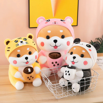 Thú nhồi bông shiba má hồng ôm bình sữa đáng yêu - Size từ 45cm đến 55cm - Quà tặng gấu bông shiba cosplay gấu trúc, thỏ êm mịn cho bé.