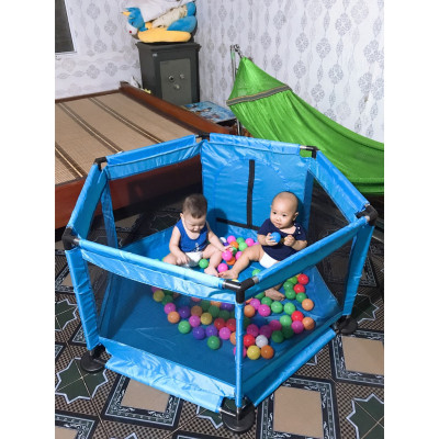 Nhà Banh Cho Bé - Quây Bóng Lục Giác Khung Inox Chắc Chắn - Hàng Loại 1 - Chính Hãng MINIIN + Tặng Kèm 100 Bóng Nhựa