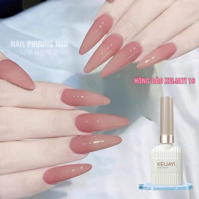 Sơn Gel Màu Thạch Hồng Đào XEIJAYI Số 16 Siêu Bóng Mịn Lên Móng Chuẩn Màu Hồng Phấn Đẹp Dịu Dàng Làm Nail Phong Cách Hàn Quốc