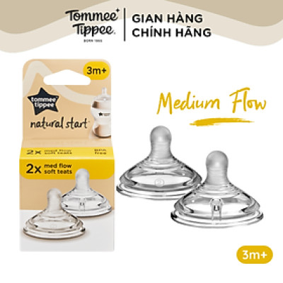 Núm ty silicon siêu mềm tự nhiên cho bé Tommee Tippee Natural Start Medium Flow 3-6 tháng (vỉ đôi)