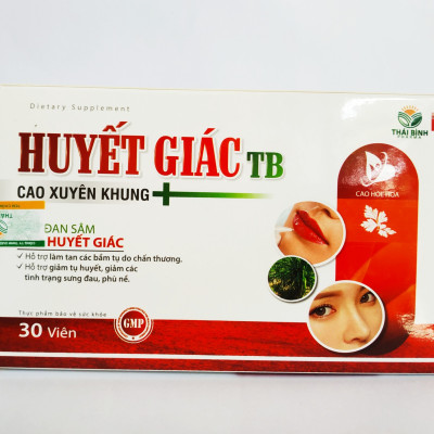 HUYẾT GIÁC TB (LONG HUYẾT PH) – TAN VẾT BẦM TÍM – MAU LÀNH VẾT THƯƠNG – TAN HUYẾT - HỘP 30 VIÊN 