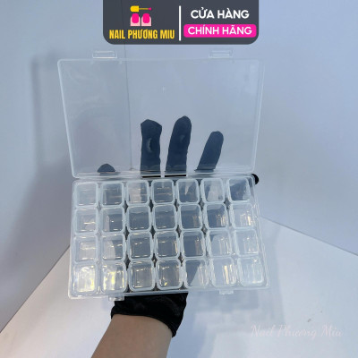 Khay Nhựa Trong 28 Ô Đựng Charm Bông Đá Có Nắp Riêng Từng Ngăn Làm Nail, Hộp Nhựa Pvc Plastic 28 Ngăn Dẻo Không Bể Vỡ Khi Rớt, Chống Bụi