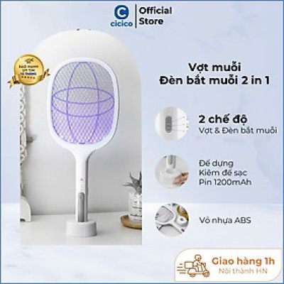 Vợt muỗi kiêm đèn bắt muỗi cao cấp 2 trong 1 tự động thông minh pin 1200mAh sạc 1 lần dùng đến 25 ngày - Hàng chính hãng