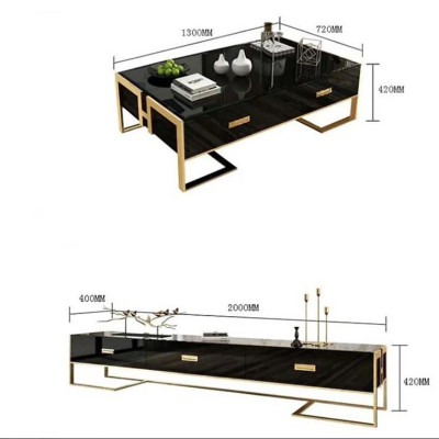 Bàn Trà Và Kệ Tivi Mặt Đá Nhập Khẩu Tundo HHP-SET616-20 Hiện Đại