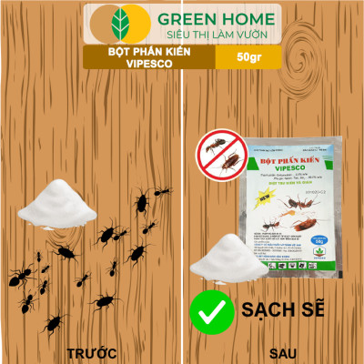 Bột Phấn Kiến Vipesco, GreenHome, Gói 50gr, Hiệu Quả Cao, Dễ Sử Dụng, Diệt Trừ Kiến, Gián
