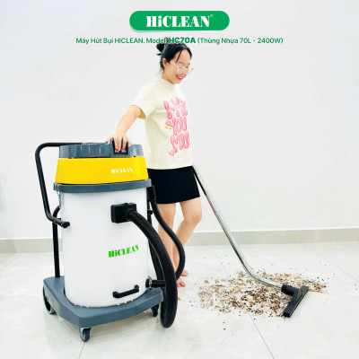 Máy hút bụi công nghiệp HiClean HC70A (thùng nhựa chống va đập, 70L) - Hàng chính hãng