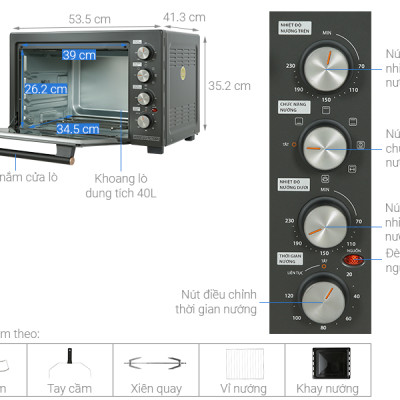 Lò Nướng Toshiba TL-MC40EZF(GR) - 1800W - 40 Lít - Hàng Chính Hãng