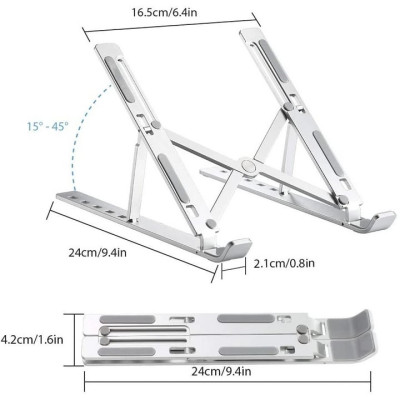 Giá đỡ laptop, máy tính hợp kim nhôm nguyên khối,điều chỉnh 6 cấp độ,thiết kế tản nhiệt kiểu dáng sang trọng chống rung,chịu tải nặng xếp gọn mang theo TiMa.lala - Hàng chính hãng